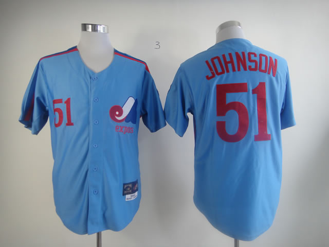 Men Montreal Expos #51 Johnson Blue MLB Jerseys